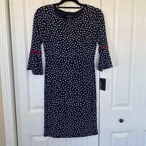 NWT Size 4 navy daisy polka a-line dress with bell sleeves by Enfocus Studio